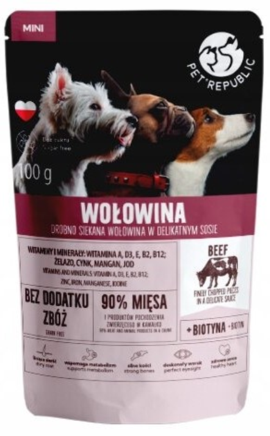 Mokra karma dla psów Pet Republic Mini Fileciki wołowiny w sosie 100 g (5904316130220) - obraz 1
