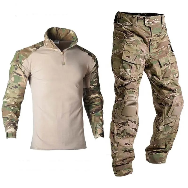 Тактический комплект зимней военной одежды Han Wild Multicam, убакс с длинным рукавом и налокотниками, брюки с наколенниками+ куртка G8 Мультикам р.L - изображение 2