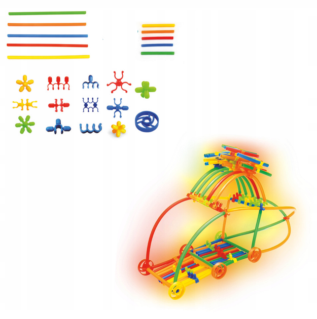 Klocki konstrukcyjne Askato Blocks Straws Glow in The Dark 560 elementów (6901440116518) - obraz 2