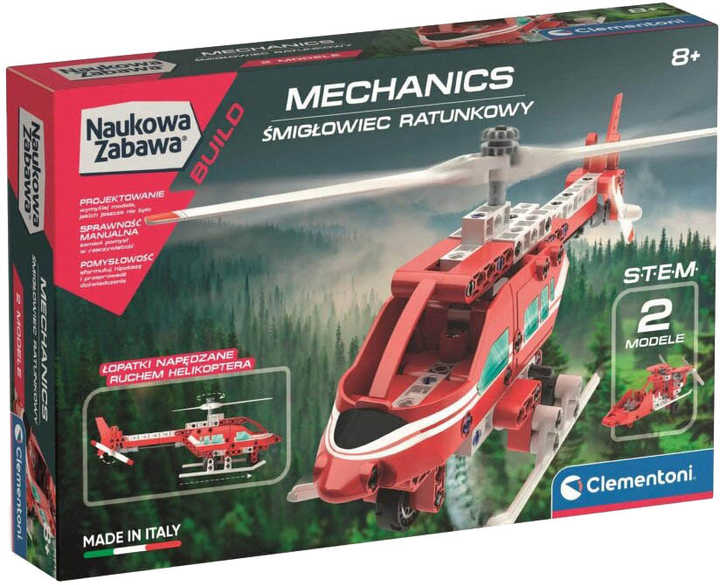 Klocki konstrukcyjne Clementoni Mechanics Laboratory Rescue Helicopter 160 elementów (8005125507535) - obraz 1