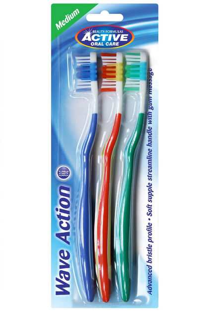 Szczoteczki do zębów Active Oral Care Wave Action Medium 3 szt (5012251012003) - obraz 1