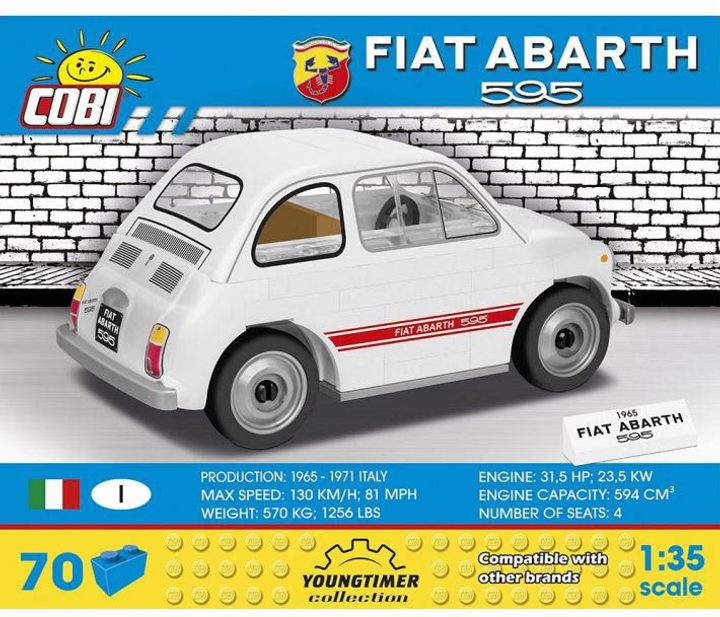 Konstruktor Cobi Cars 1965 Fiat 500 Abarth 70 elementów (5902251245245) - obraz 2