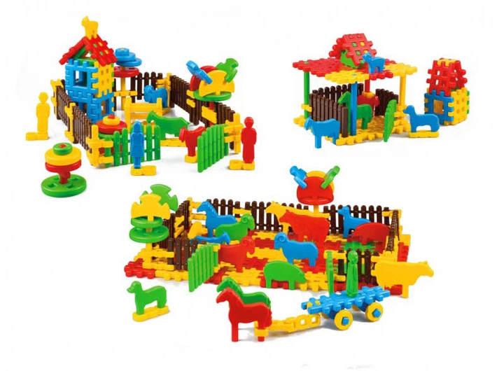 Klocki konstrukcyjne Marioinex Waffle Klocki konstrukcyjne Wiejska zagroda w worku 240 elementów (5903033900864) - obraz 3