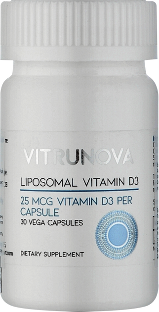 Липосомальный Витамин Д3 Vitrunova 25 мкг 1000 МЕ для лечения и профилактики 30 капсул (8718546676727) - изображение 1