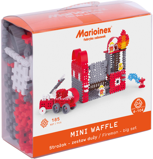 Konstruktor Marioinex Mini Waffle Strazak 185 elementów (5903033903803) - obraz 1