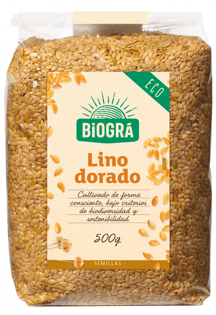Złote nasiona lnu Biogra Lino Dorado Grande 500 g (8426904171561) - obraz 1