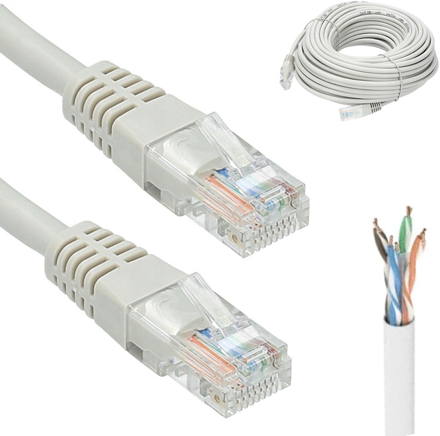 Patchcord Netrack Cat 5e UTP 20 m Grey (5908268771562) - obraz 2