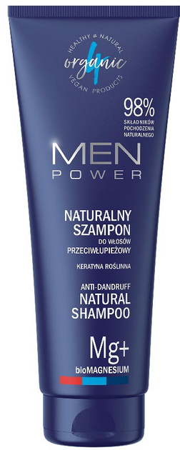 Szampon do włosów 4organic Men Power naturalny przeciwłupieżowy 250 ml (5904181930741) - obraz 1