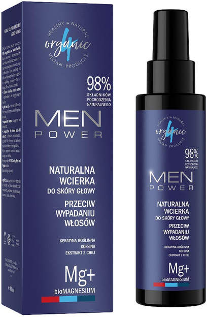 Wcierka do skóry głowy 4organic Men Power przeciw wypadaniu włosów naturalna 100 ml (5904181930758) - obraz 1