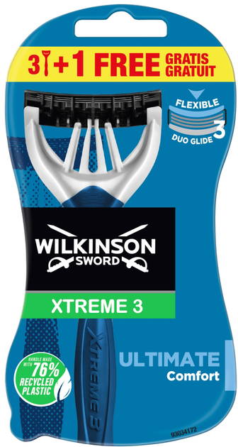 Набір бритв для гоління Wilkinson Xtreme3 Ultimate для чоловіків 4 шт (4027800874064) - зображення 1