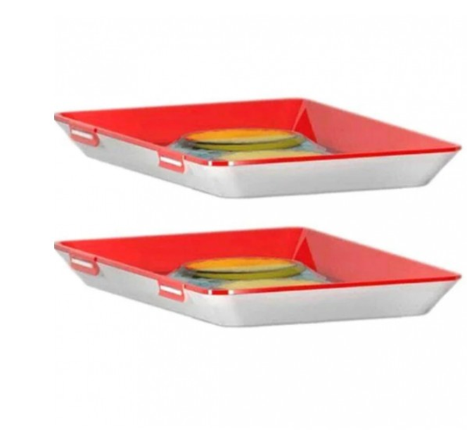 Вакуумный контейнер для еды HLV VACUUM PLATES White/Red многоразовые - изображение 2