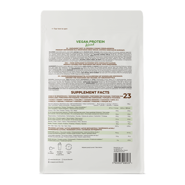 Растительный протеин OstroVit PROTEIN BLEND VEGE chocolate 700g - Фото 3 Растительный протеин OstroVit PROTEIN BLEND VEGE chocolate 700g - изображение 3