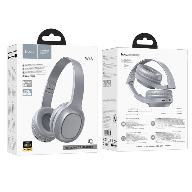 Беспроводные Bluetooth наушники Hoco W46 Charm Светло-серый - изображение 3