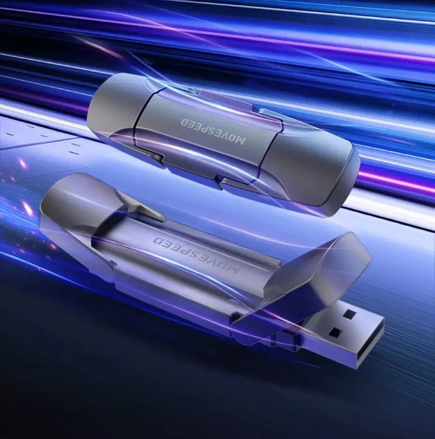 Внешний Твердотельный Высокоскоростной 1000Mb/с 2 в 1 USB 3.0 + Type-C SSD накопитель Movespeed V-Pro S1000 1Tb Grey - изображение 3
