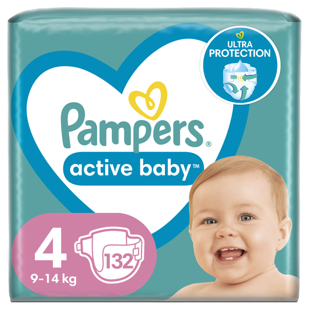 Pieluchy Pampers Active Baby Rozmiar 4 (Maxi) 9-14 kg 132 szt (8001090951618) - obraz 1
