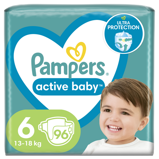 Pieluchy Pampers Active Baby Rozmiar 6 (13-18 kg) 96 szt (8001090951892) - obraz 1