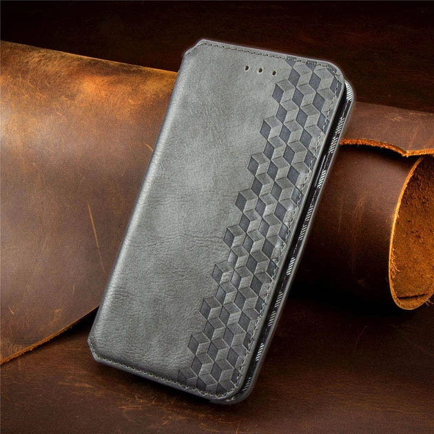 Шкіряний чохол-книжка GETMAN Cubic для Xiaomi Redmi Note 11 (Global) / Note 11S Сірий - зображення 4