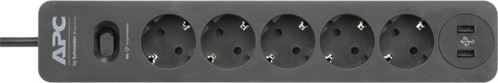 Filtr sieciowy APC Essential SurgeArrest 5 gniazdek 2 porty USB Czarny (PME5U2B-GR) - obraz 2
