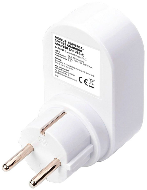 Ładowarka sieciowa 2xUSB-A 250V Digitus White/Gray (DA-70617) - obraz 4