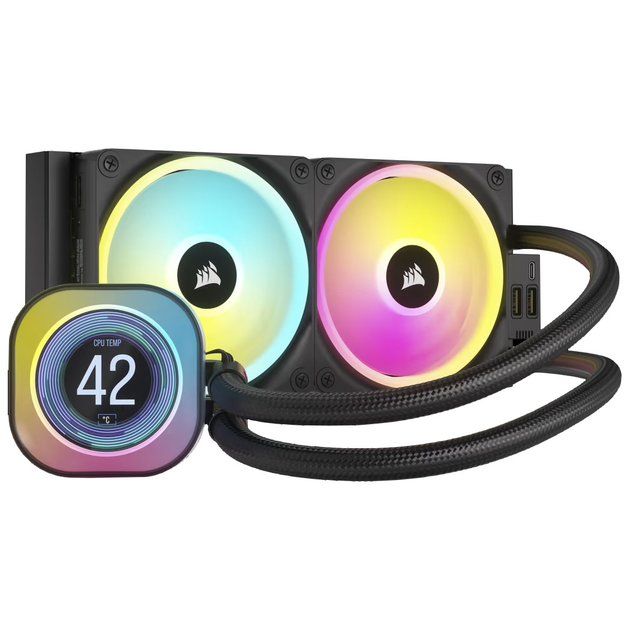 Система водяного охлаждения Corsair iCUE Link H100i LCD RGB Liquid CPU Cooler Black (CW-9061007-WW) - изображение 1