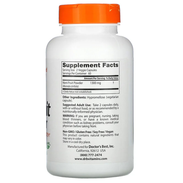 Концентрат нони Doctor's Best "Noni Fruit Powder" 650 мг (120 ...