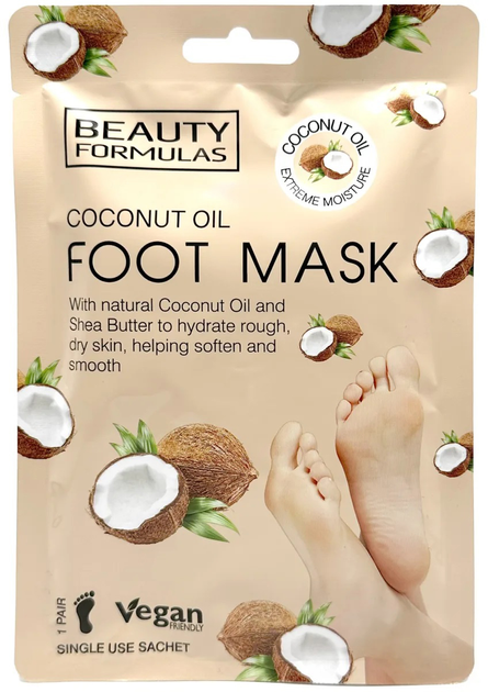 Maska do stóp Beauty Formulas Foot Mask zmiękczająca coconut oil 1 para (5012251013710) - obraz 1