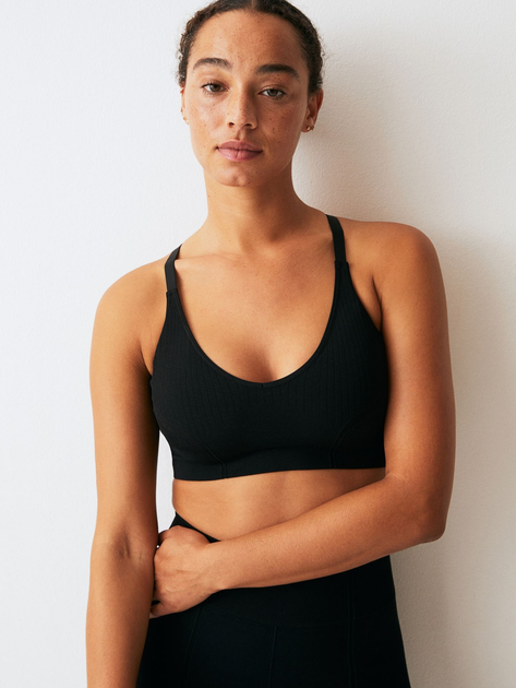 Спортивный топ для тренировок женский H&M A1312-1120585 XS Черный (hm04773495019) 