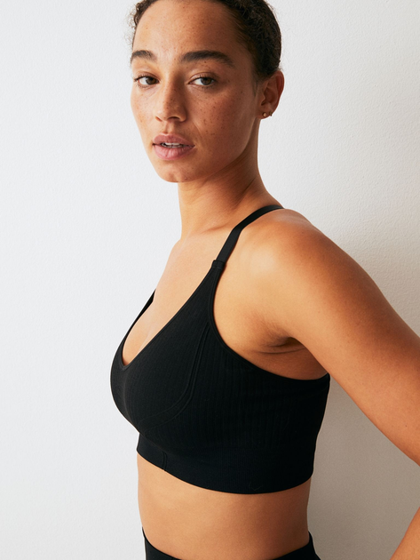Спортивный топ для тренировок женский H&M A1312-1120585 XS Черный (hm04773495019) 