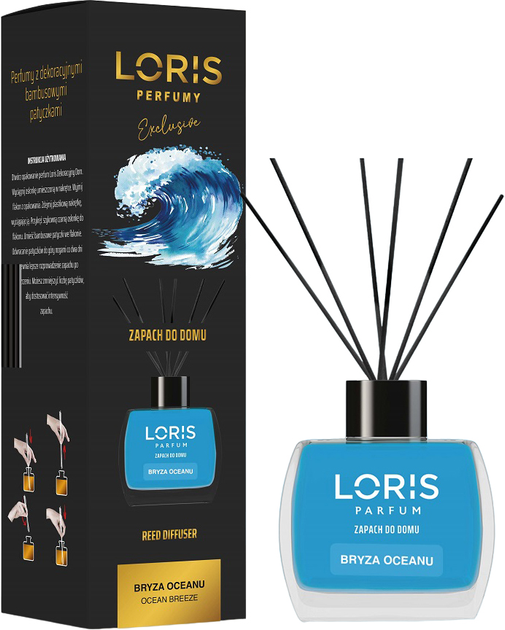 Dyfuzor zapachowy Loris Reed Diffuser z patyczkami Bryza Oceanu 120 ml (8699316178163) - obraz 1