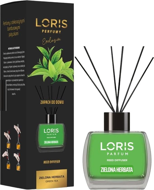Dyfuzor zapachowy Loris Reed Diffuser z patyczkami Zielona Herbata 120 ml (8681933113559) - obraz 1