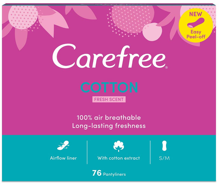 Wkładki higieniczne Carefree Cotton Fresh świeży zapach 76 szt (3574660464337) - obraz 1