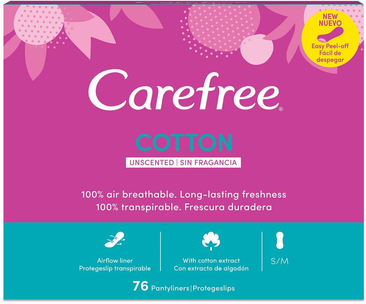 Гігієнічні прокладки Carefree Cotton Unscented неперфумовані 76 шт (3574660464429) - зображення 1