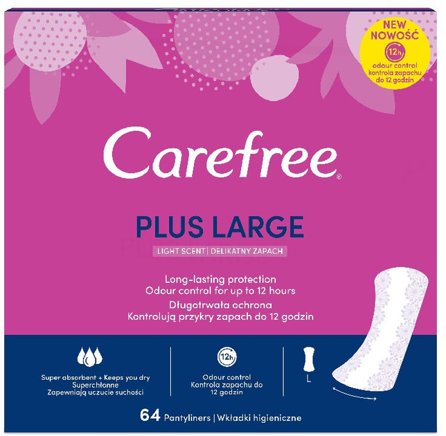 Wkładki higieniczne Carefree Plus Large light scent 64 szt (3574661487632) - obraz 1