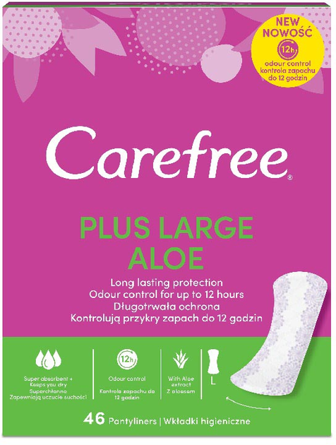 Wkładki higieniczne Carefree Plus Large Aloe vera scent 46 szt (3574661486895) - obraz 1