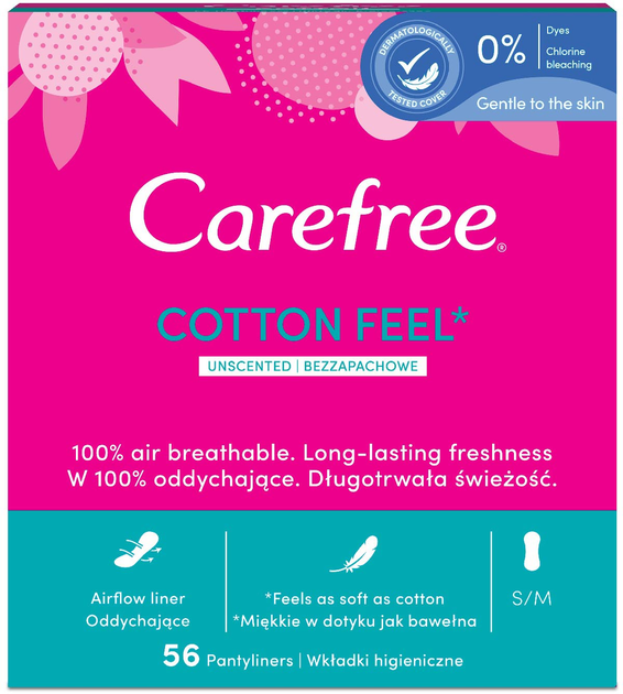 Wkładki higieniczne Carefree Cotton Feel nieperfumowane normal 56 szt (3574661486314) - obraz 1