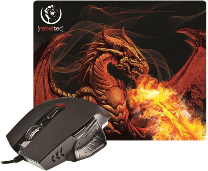 Mysz Rebeltec Red Dragon z powierzchnią gamingową USB Czarna (RBLMYS00036) - obraz 1