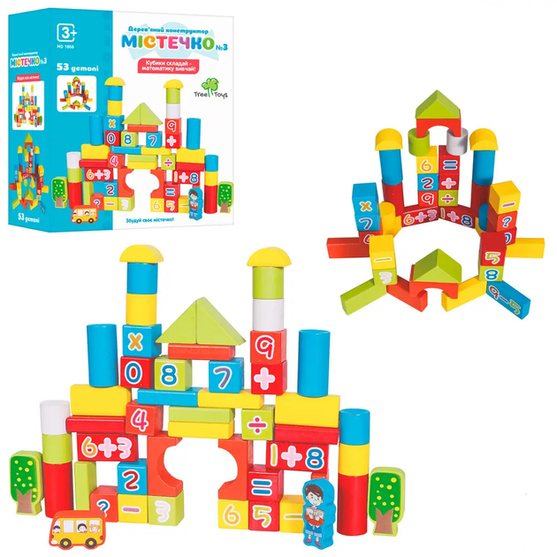 Детский деревянный конструктор Городок (53 детали) Tree Toys MD 1866, в коробке, от 2 лет - Фото 2 Детский деревянный конструктор Городок (53 детали) Tree Toys MD 1866, в коробке, от 2 лет - изображение 2