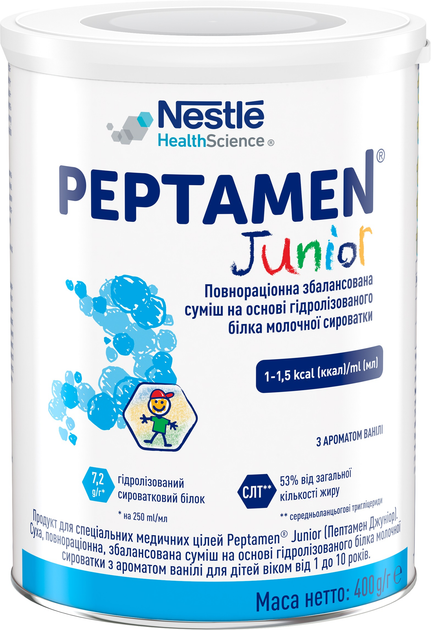 Ентеральне харчування Nestle Peptamen Junior Пептамен Джуніор з ароматом ванілі для дітей від 1 року 400 г (7613034993816) - изображение 1