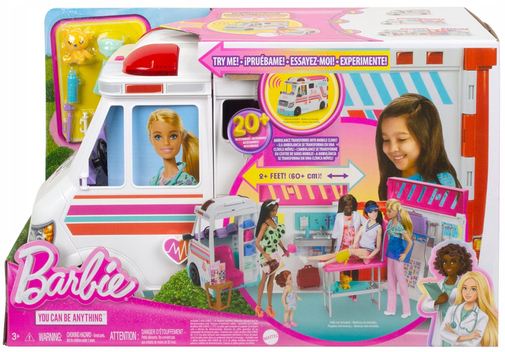 Zestaw do zabawy Mattel Mobilna Transformująca karetka i klinika Barbi 2 w 1 (194735108022) - obraz 1