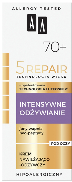 Krem pod oczy AA Cosmetics Technologia Wieku 5Repair 70+ Intensywne Odżywianie nawilżająco-odżywczy 15 ml (5900116047775) - obraz 1