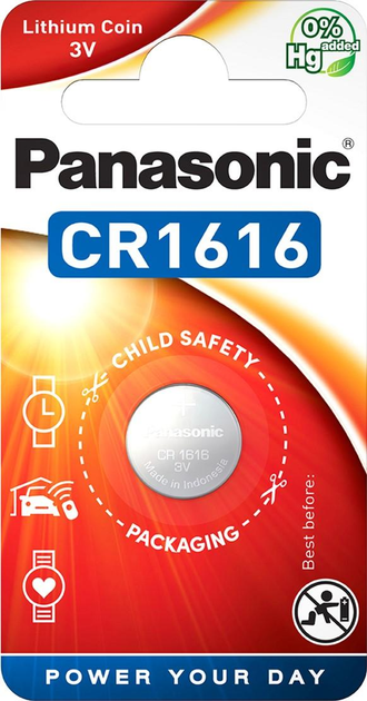 Батарейка Panasonic літієва CR1616 блістер, 1 шт (CR-1616EL/1B) - зображення 1