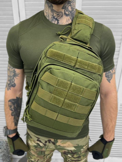 Сумка тактична з однією лямкою Tactical bag Olive 30 л - зображення 1