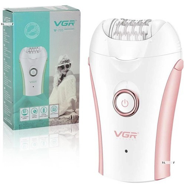 Эпилятор VGR V-705 PINK для всего тела, беспроводной, с подсветкой ...