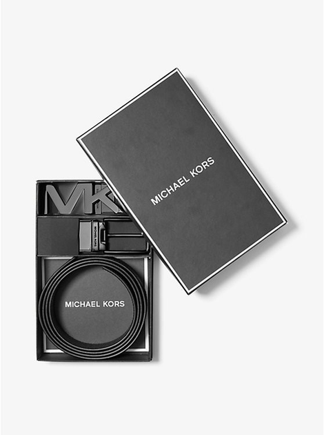 Подарочный набор MICHAEL KORS MENS 4-in-1 Logo Belt Box Set мужской двусторонний ремень с 2 пряжками (черный) Арт. 36H9MBLY4V 
