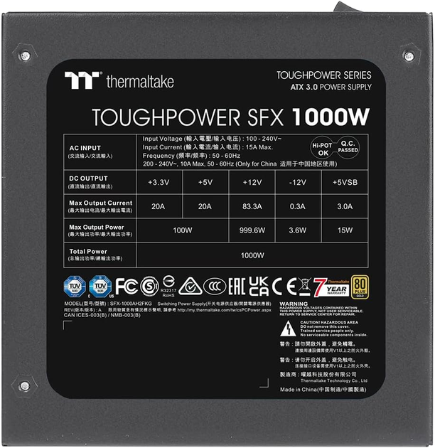 Блок живлення Thermaltake Toughpower SFX 1000 W (PS-STP-1000FNFAGE-1) - зображення 6