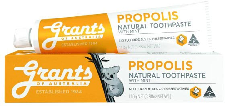 Зубна паста Grants Of Australia Natural Toothpaste Propolis protective fluoride free 110 г (9312812003102) - зображення 1