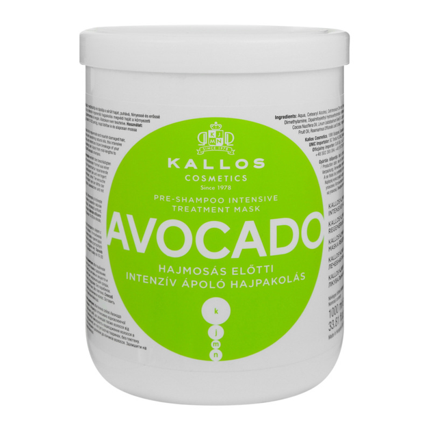 Maska do włosów Kallos Avocado Pre-Shampoo Intensive Treatment Mask 1000 ml (5998889516420) - obraz 1