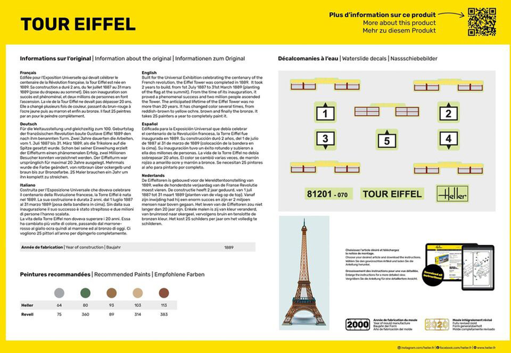 Model do składania Heller Tour Eiffel skala 1:650 (3279510812015) - obraz 4