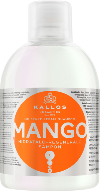 Szampon Kallos Mango Moisture Repair Shampoo 1000 ml (5998889515430) - obraz 1