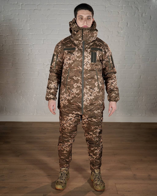 Зимова військова форма SoftShell з утеплювачем ХОЛОСОФТ піксель бушлат та штани розмір XL - (52) - зображення 1